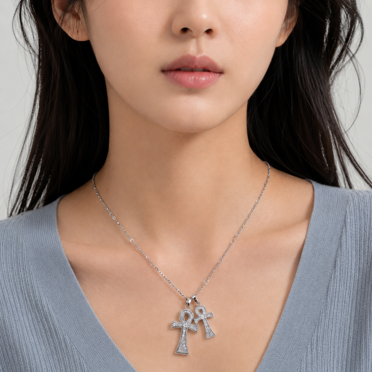 Signal Double Cross Necklace