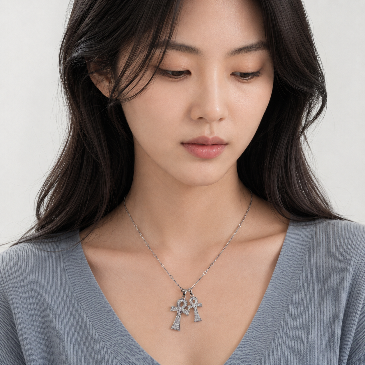 Signal Double Cross Necklace