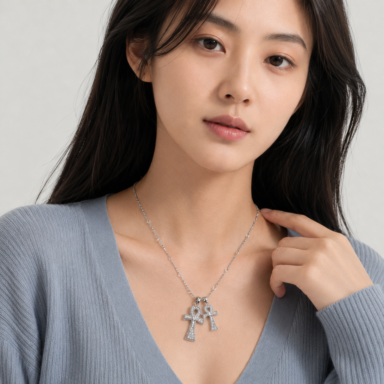 Signal Double Cross Necklace