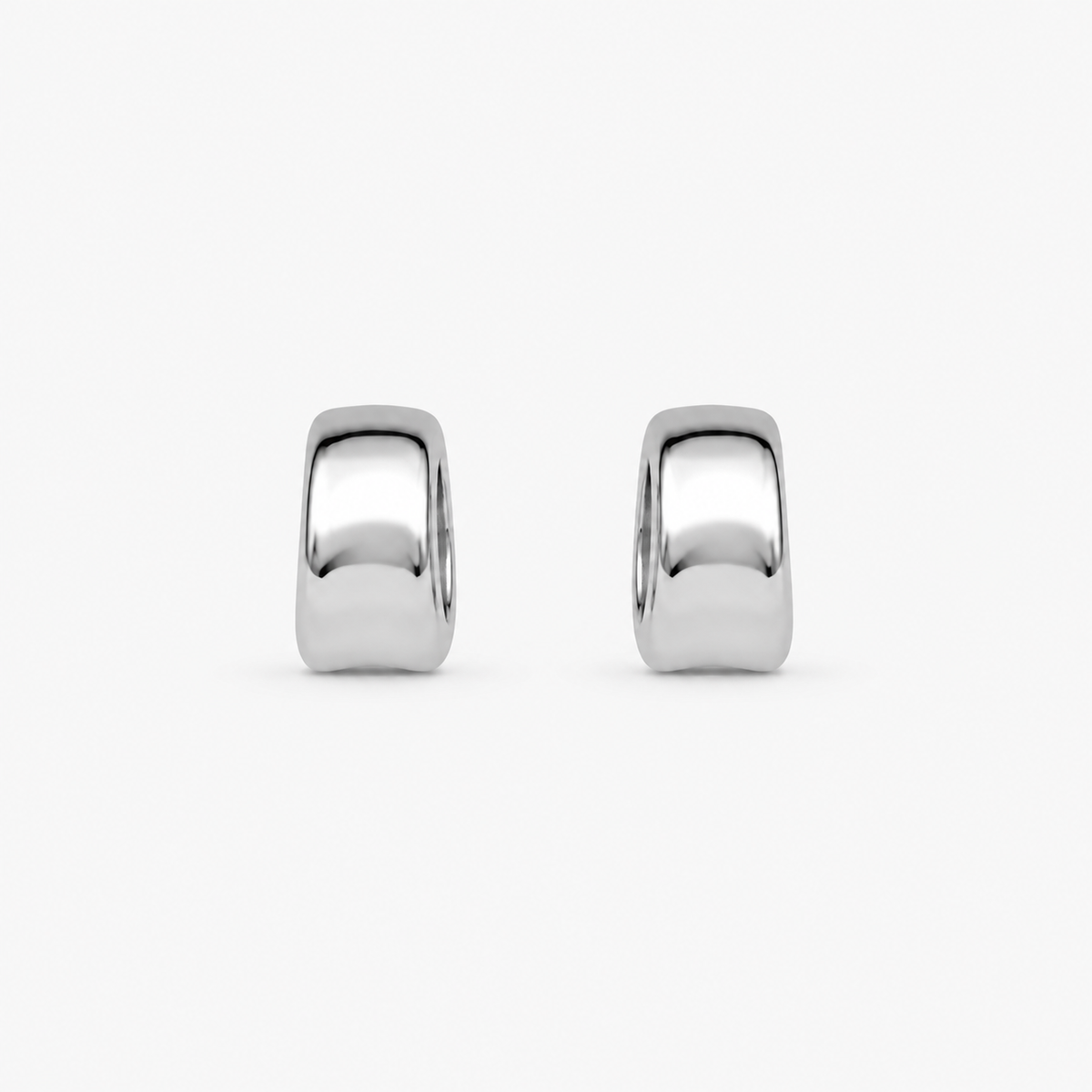 Sculpted Arc Stud Earrings — Silver — front product view