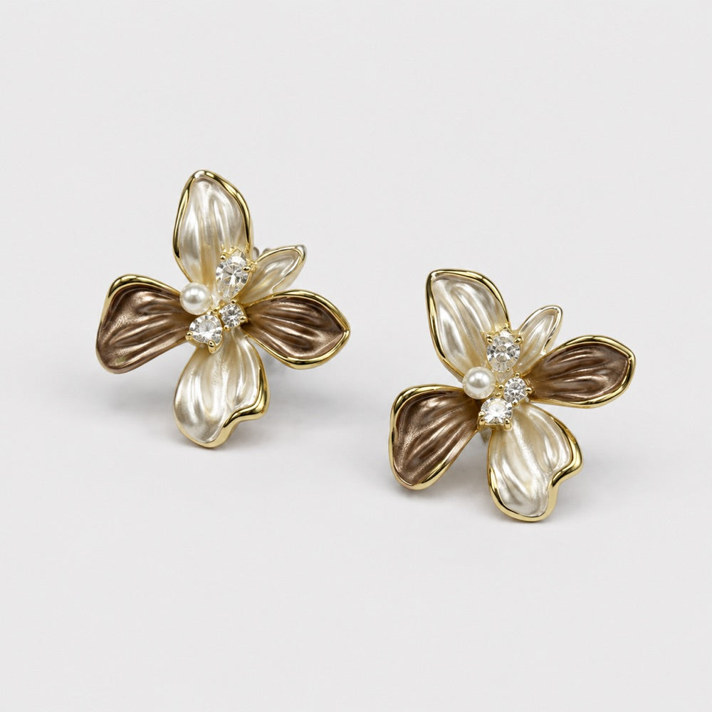 Smoky Pearl Bloom Studs — alternate product view