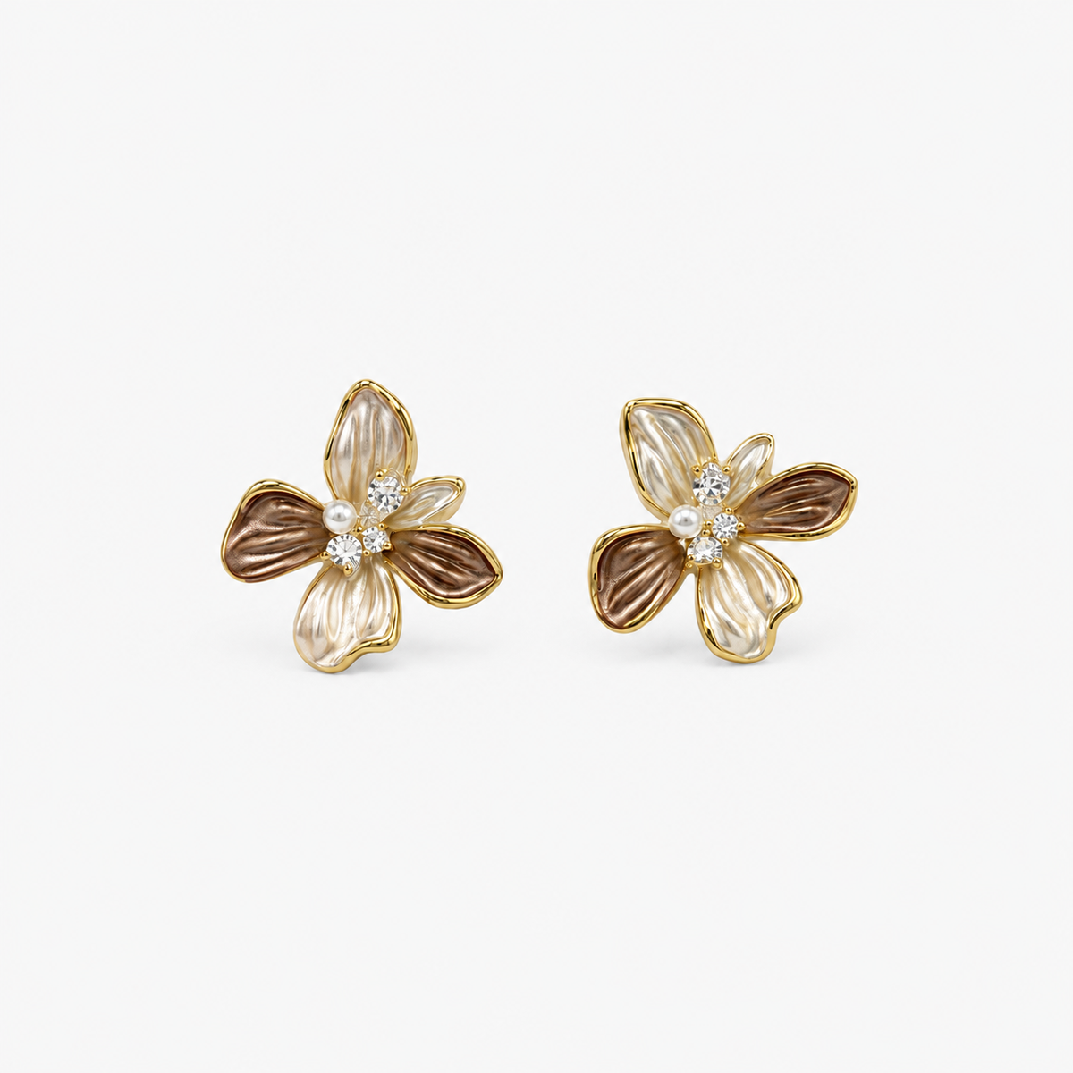 Smoky Pearl Bloom Studs — front product view