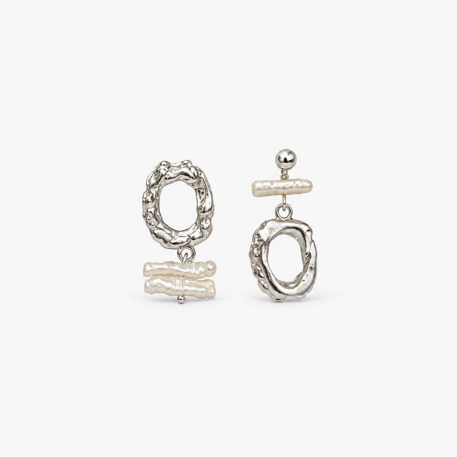 Asymmetric Baroque Pearl Earrings