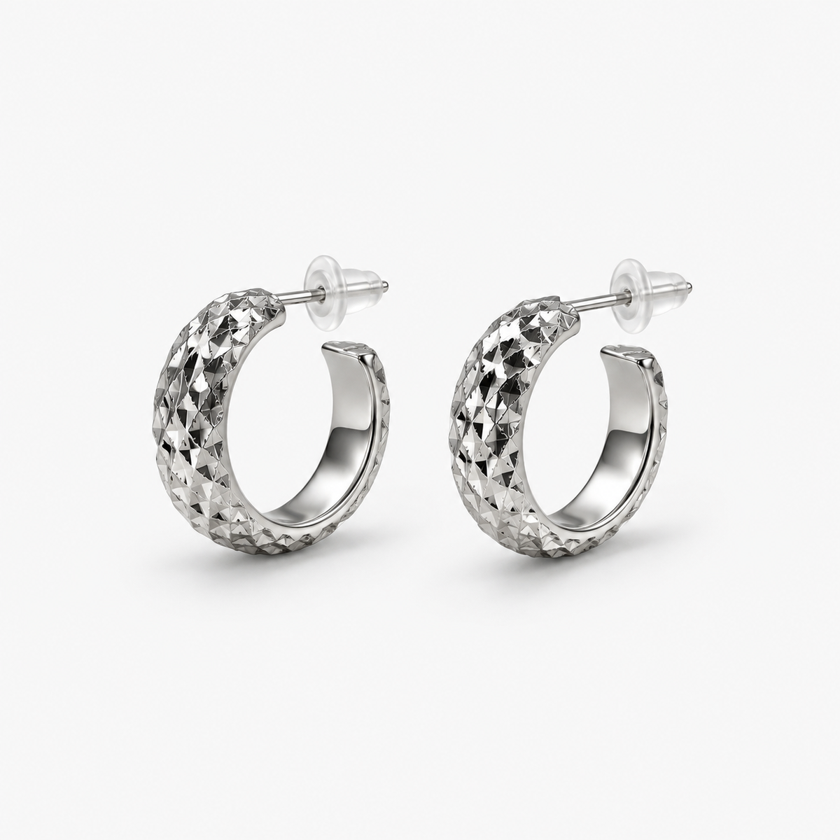 Textured Open-Circle Stud Earrings — front product view