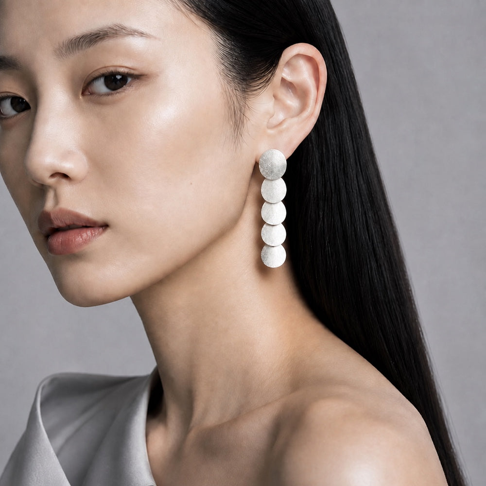 Five-Disc Drop Earrings — model view 2