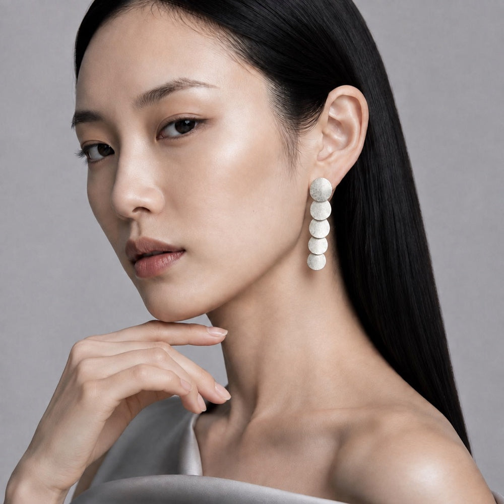 Five-Disc Drop Earrings — model view 3