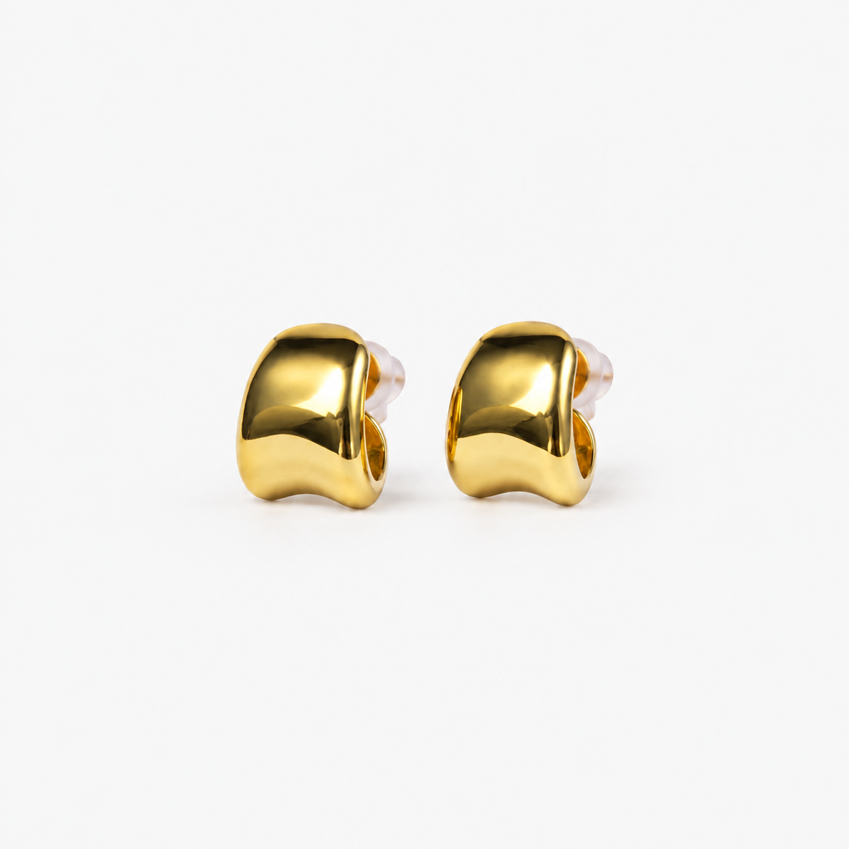 Sculpted Arc Stud Earrings — Gold — front product view