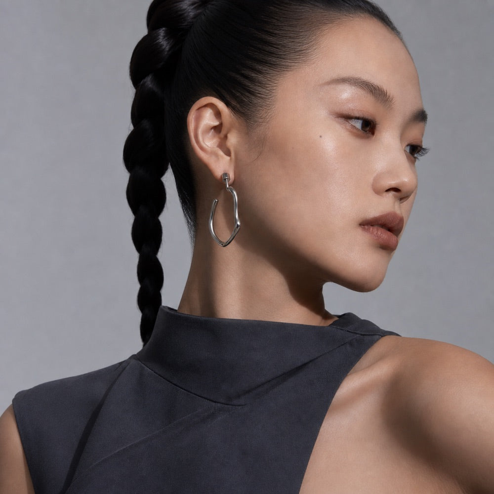 Sculptural Wide Hoop Earrings — model view 2