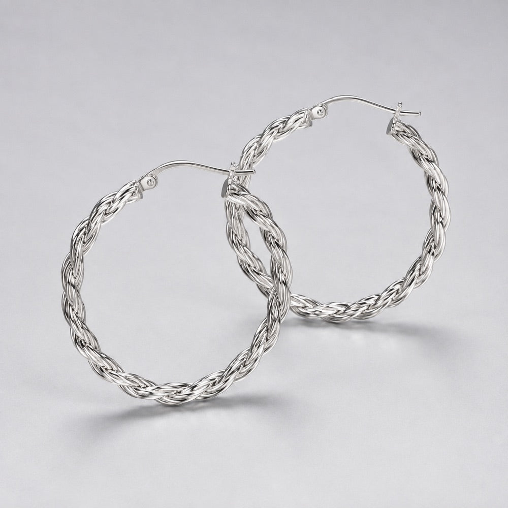 Woven Texture Hoop Earrings — alternate product view
