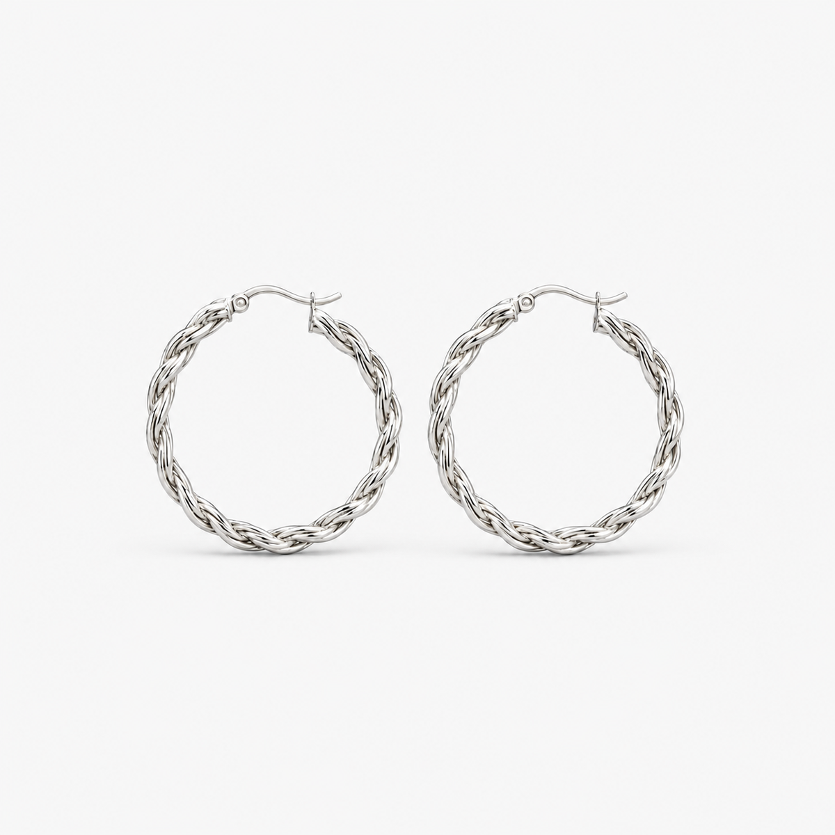 Woven Texture Hoop Earrings — front product view