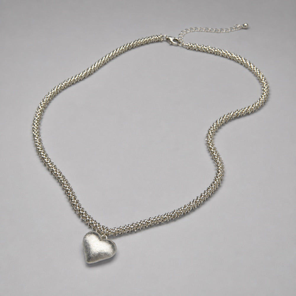 Brushed Heart Pendant Necklace — alternate product view