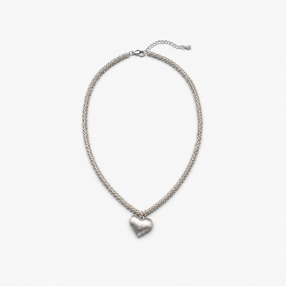 Brushed Heart Pendant Necklace — front product view