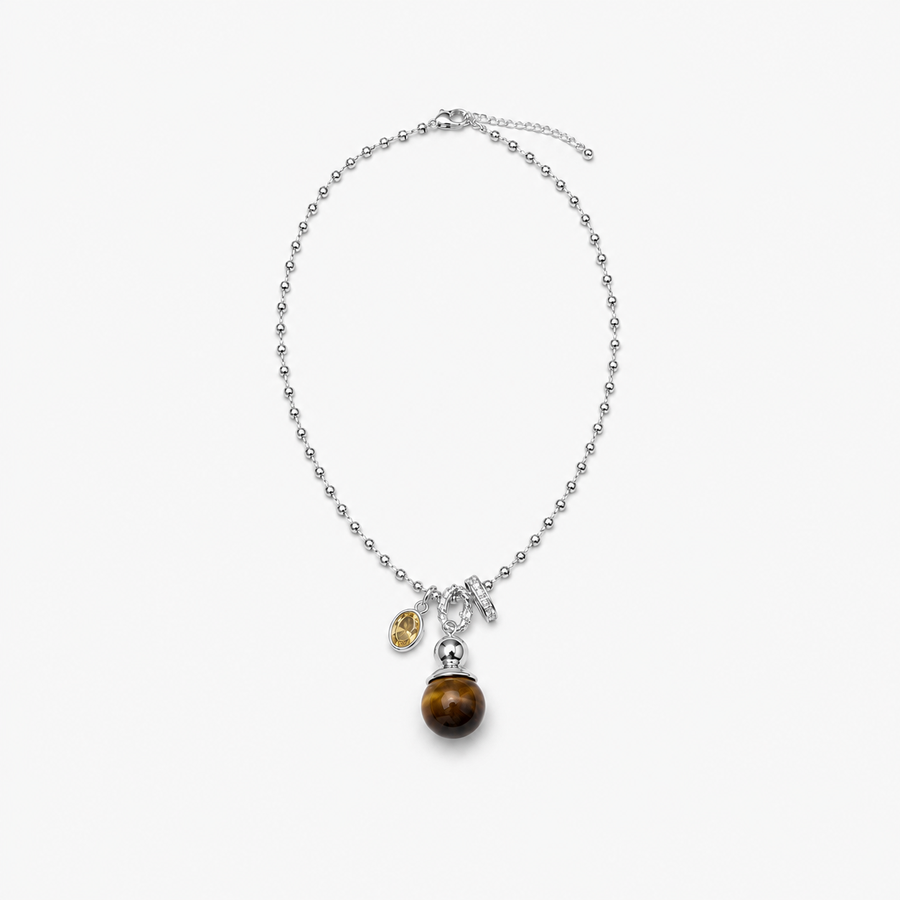 Tiger's Eye & Yellow Zircon Charm Necklace