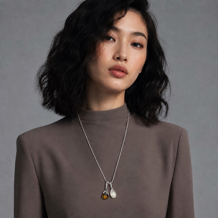 Tiger’s Eye & Shell Lariat