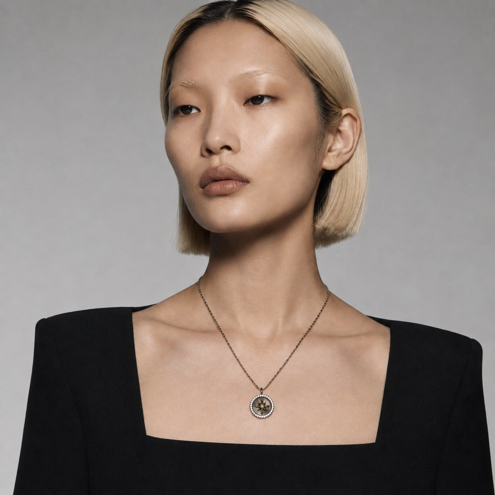 Vintage Medallion & Cross Necklace — model view 2