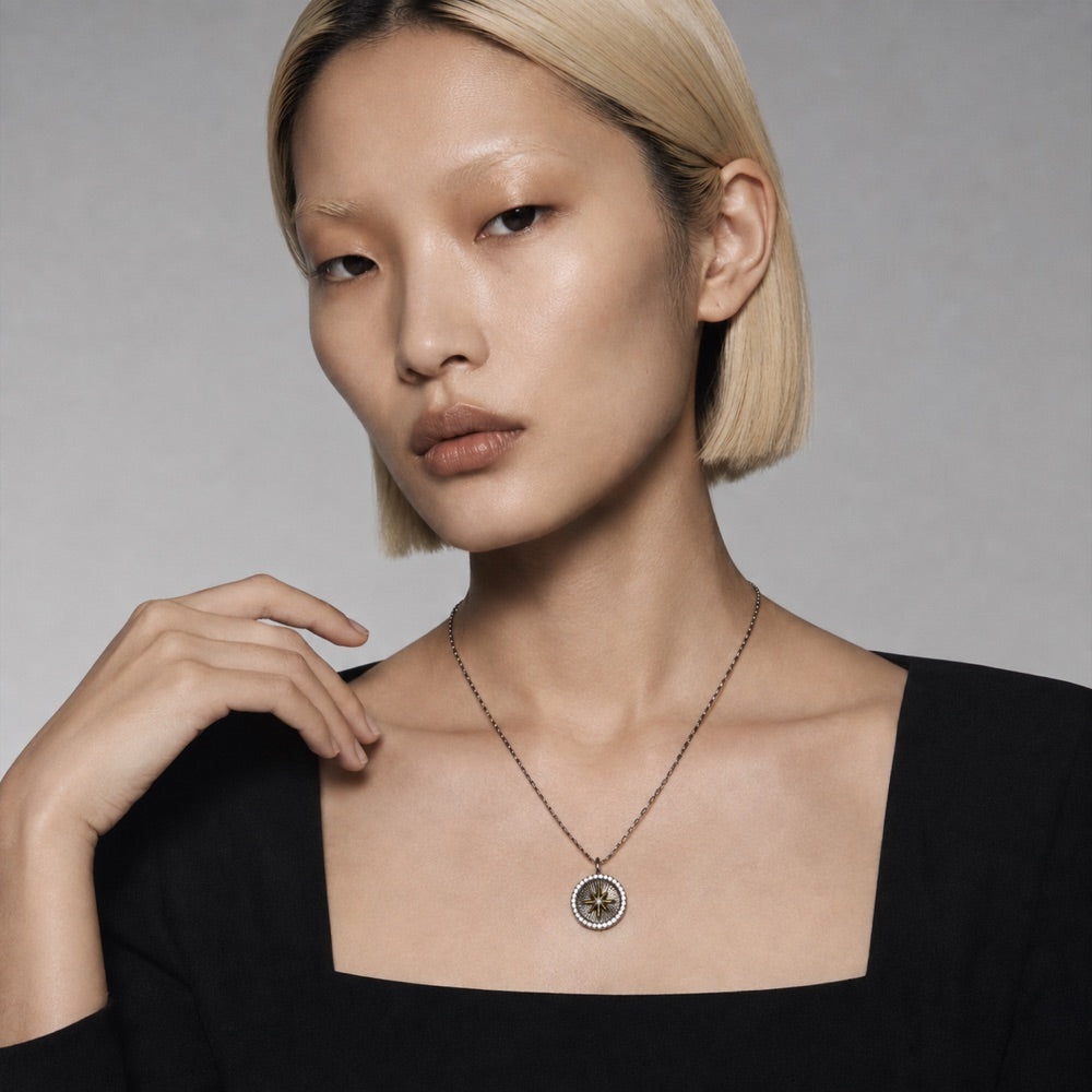 Vintage Medallion & Cross Necklace — model view 3