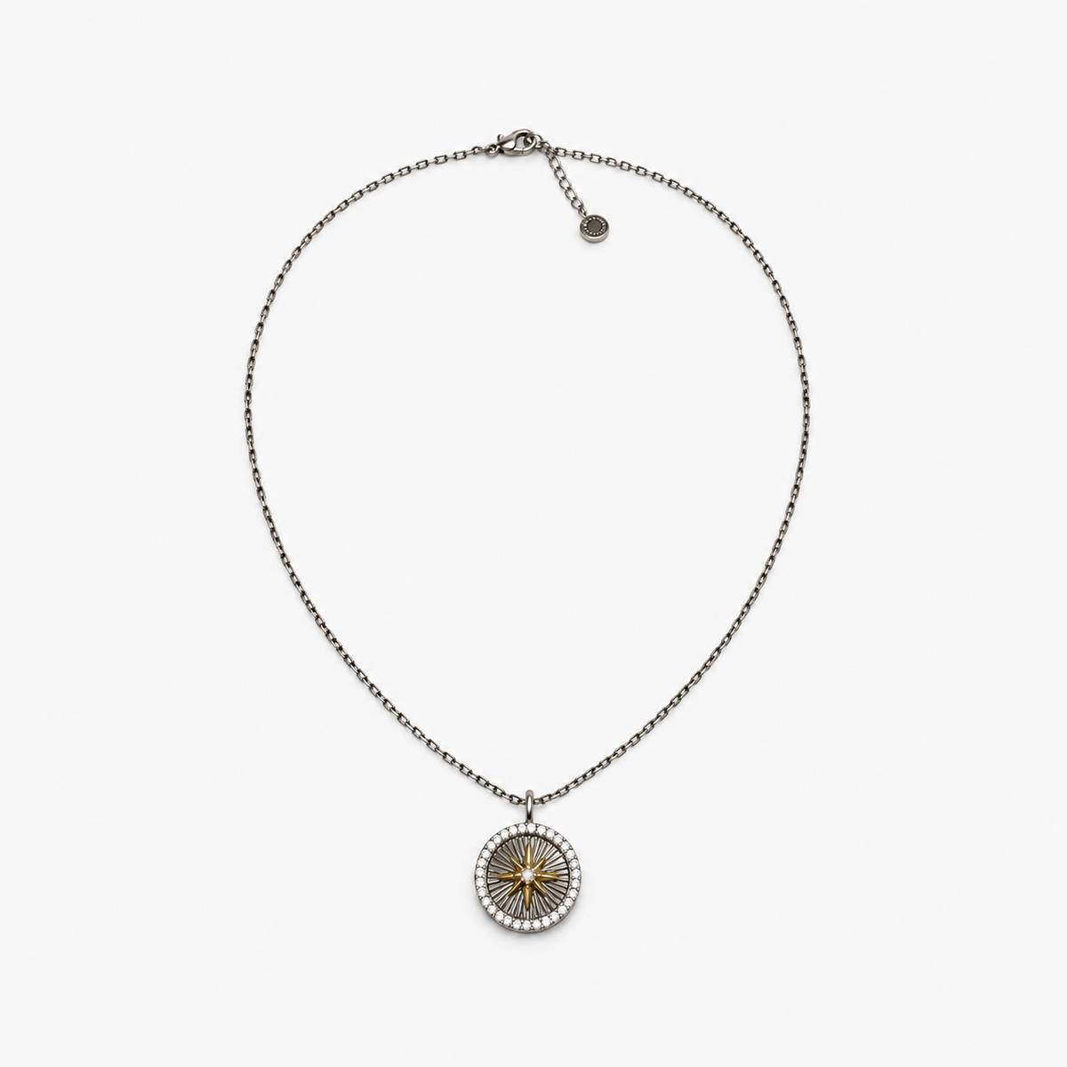 Vintage Medallion & Cross Necklace — front product view