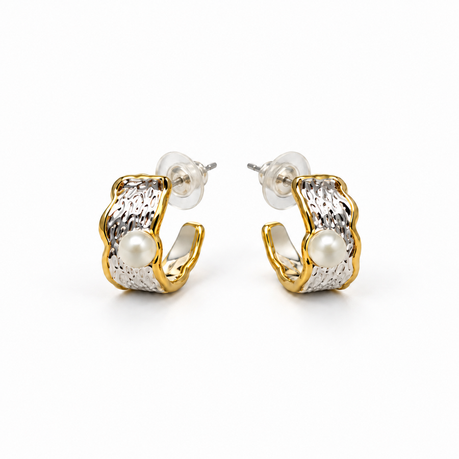 Pearl Fold Hoop Earrings