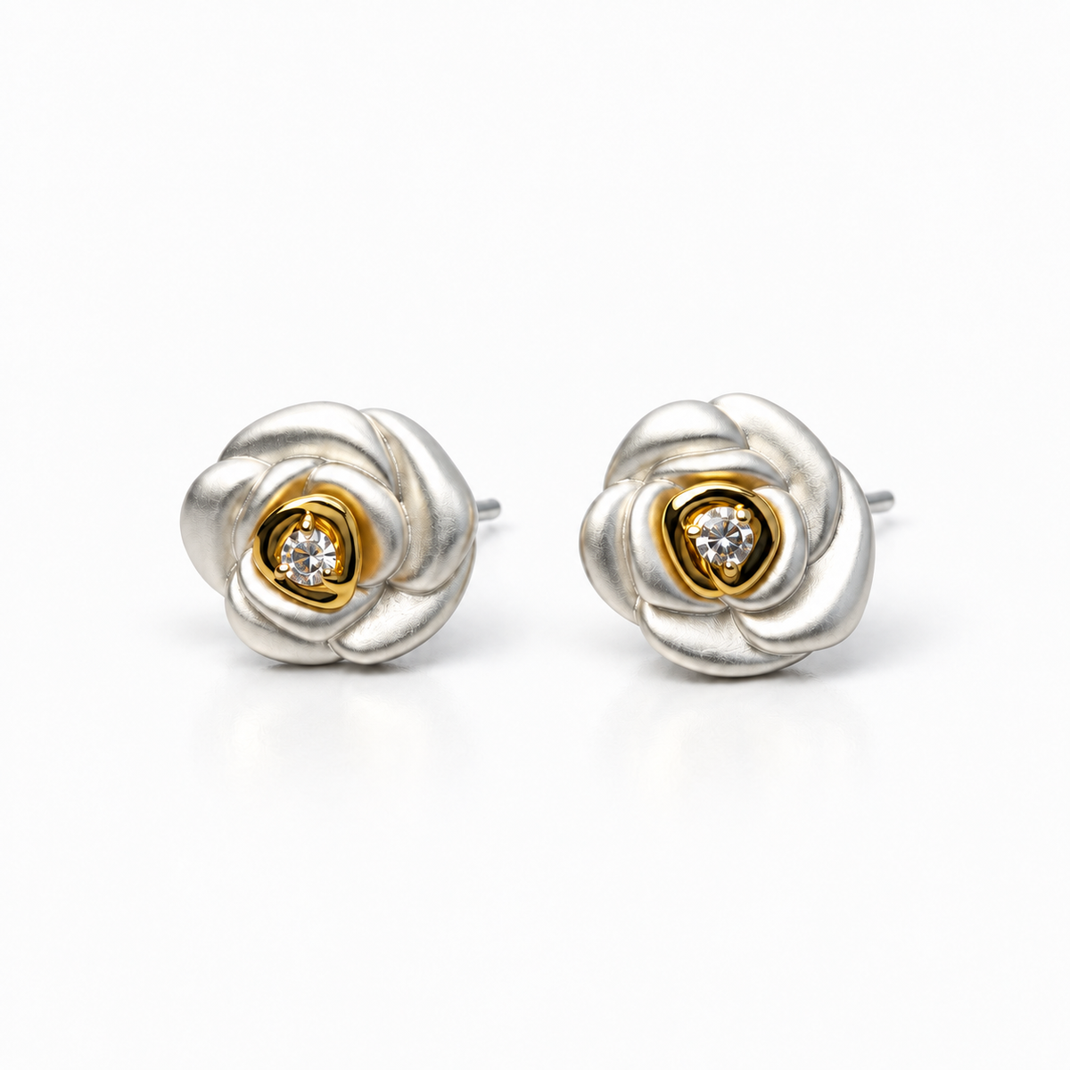 Curled Petal Studs — product front on white background