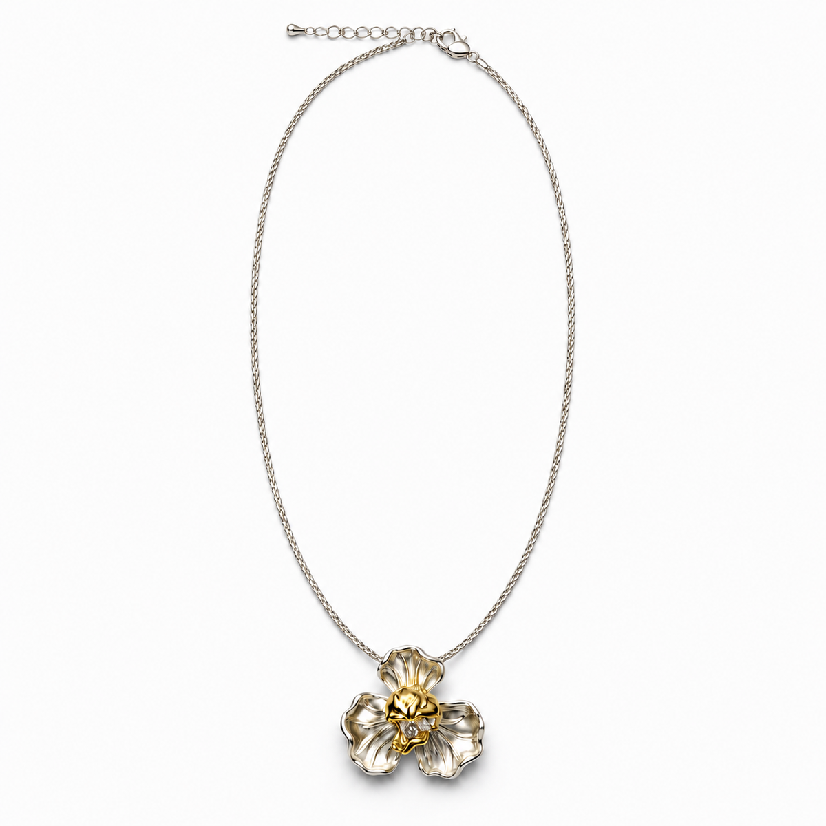 Gilded Orchid Necklace — product front on white background