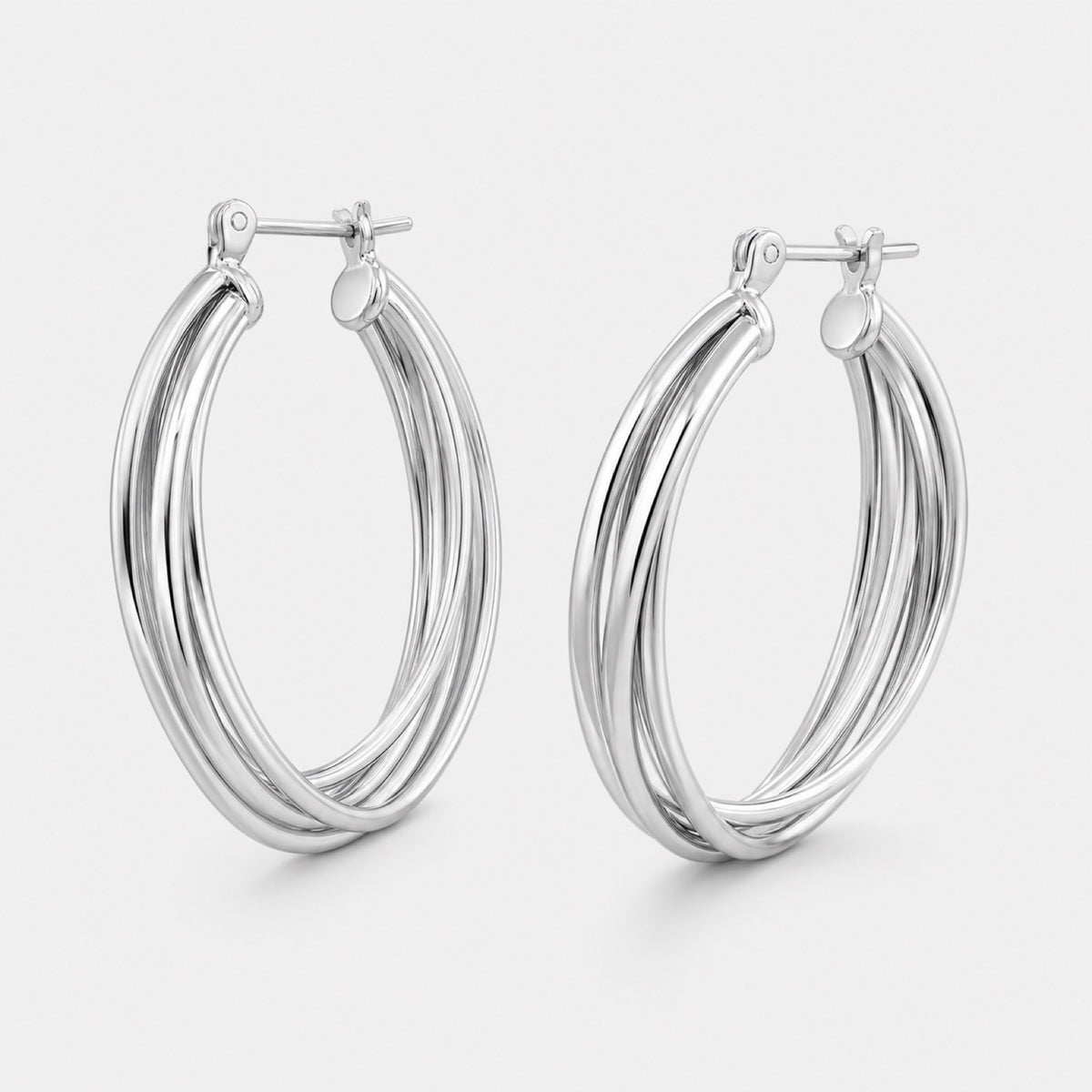 Silver Oval Hoops detail angle