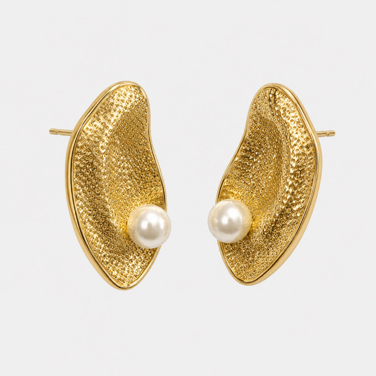 Golden Oval Studs detail angle