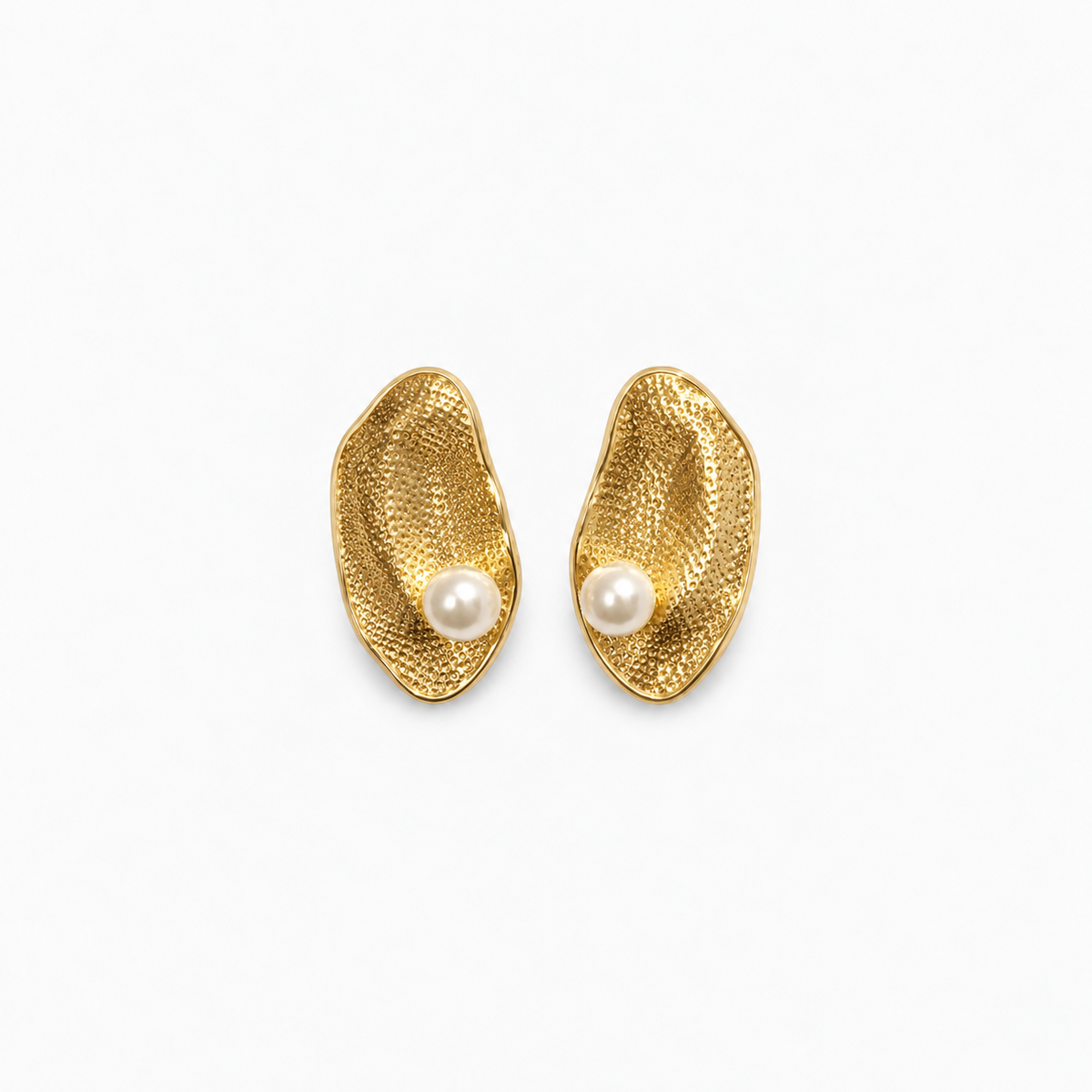 Gold Pearl Oval Studs — product view matching Silver colorway scale