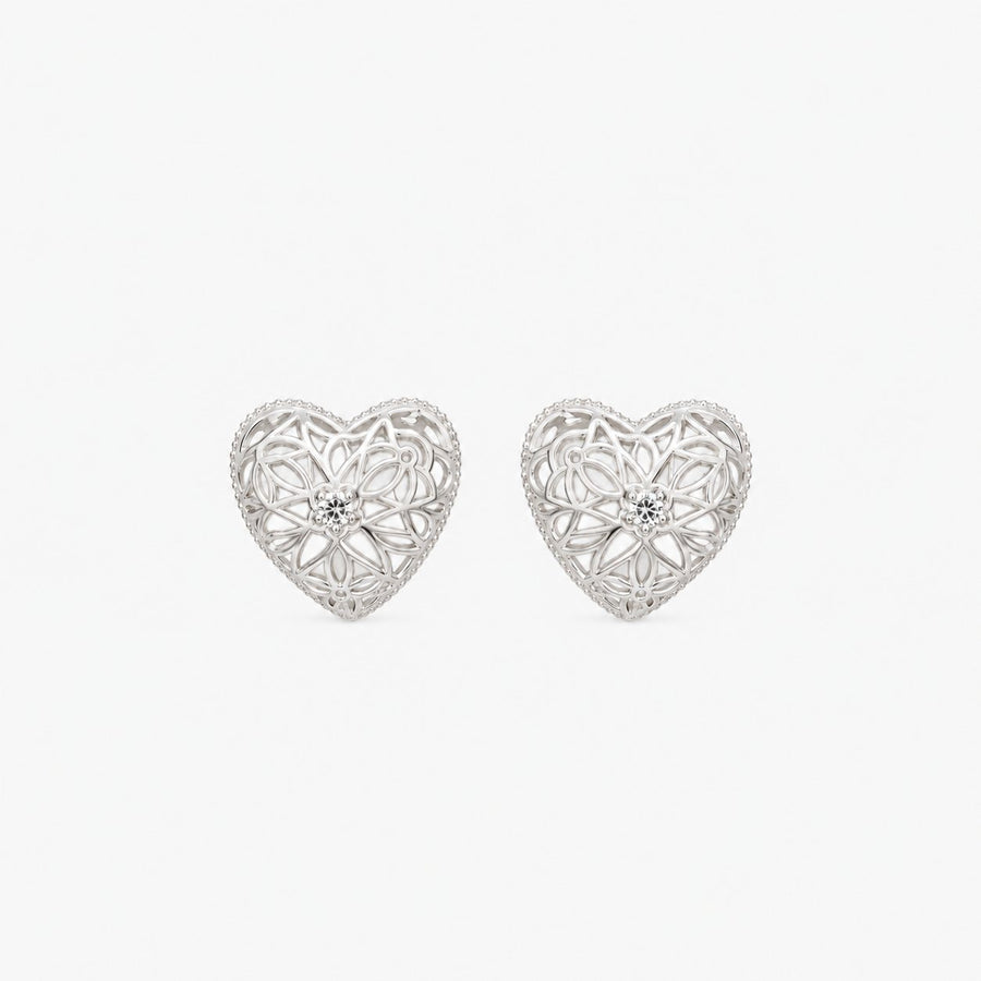 Silver Heart Studs