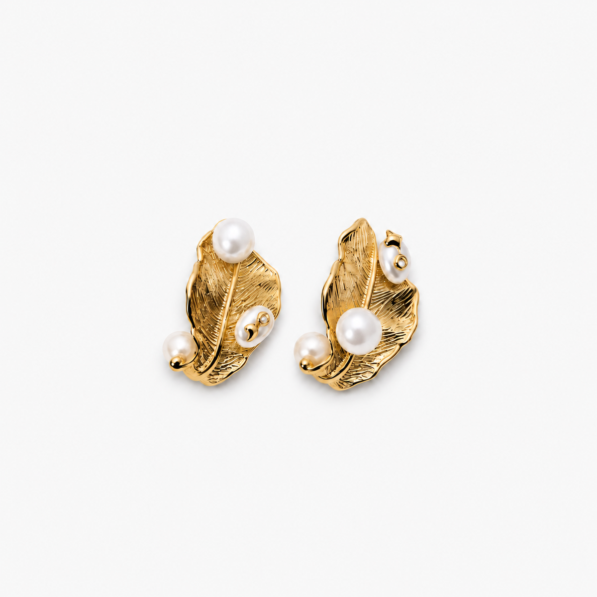 Golden Leaf Pearl Earrings featured product image
