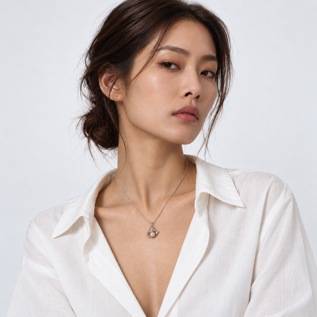 Dew Orbit Necklace — model editorial
