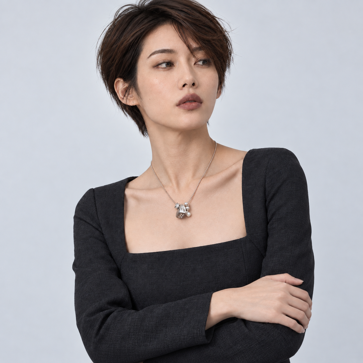 Charm Lock Necklace — model editorial
