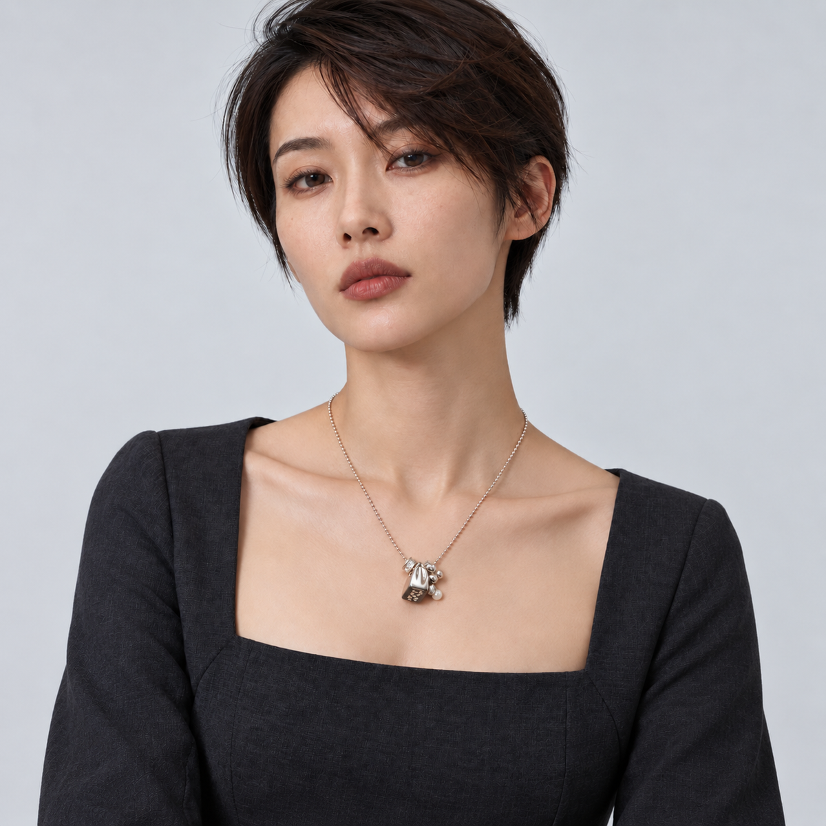 Charm Lock Necklace — model front