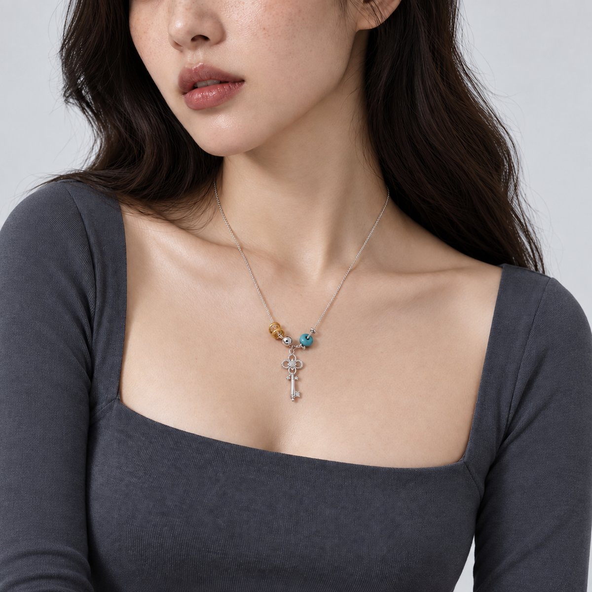 Azure Key Necklace — model detail