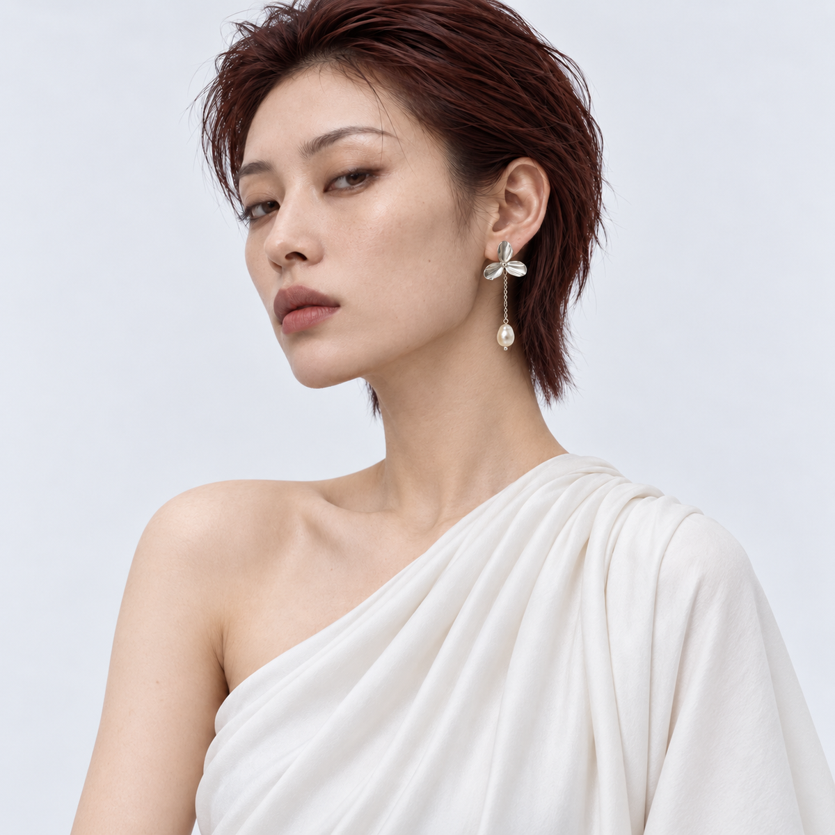 Uneven Bloom Earrings — model right