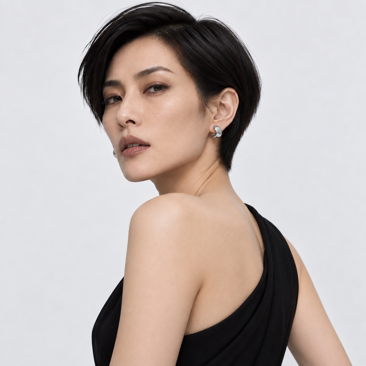 Sculpted Arc Hoops — model editorial