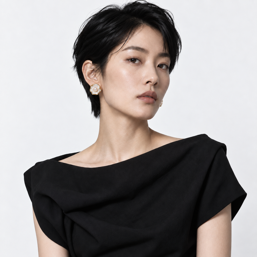 Gilded Leaf Pearl Earrings