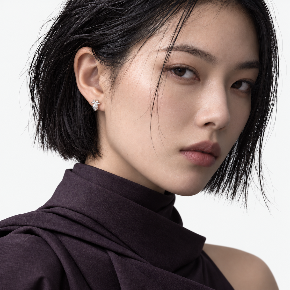 Little Radish Stud Earrings editorial model view 1