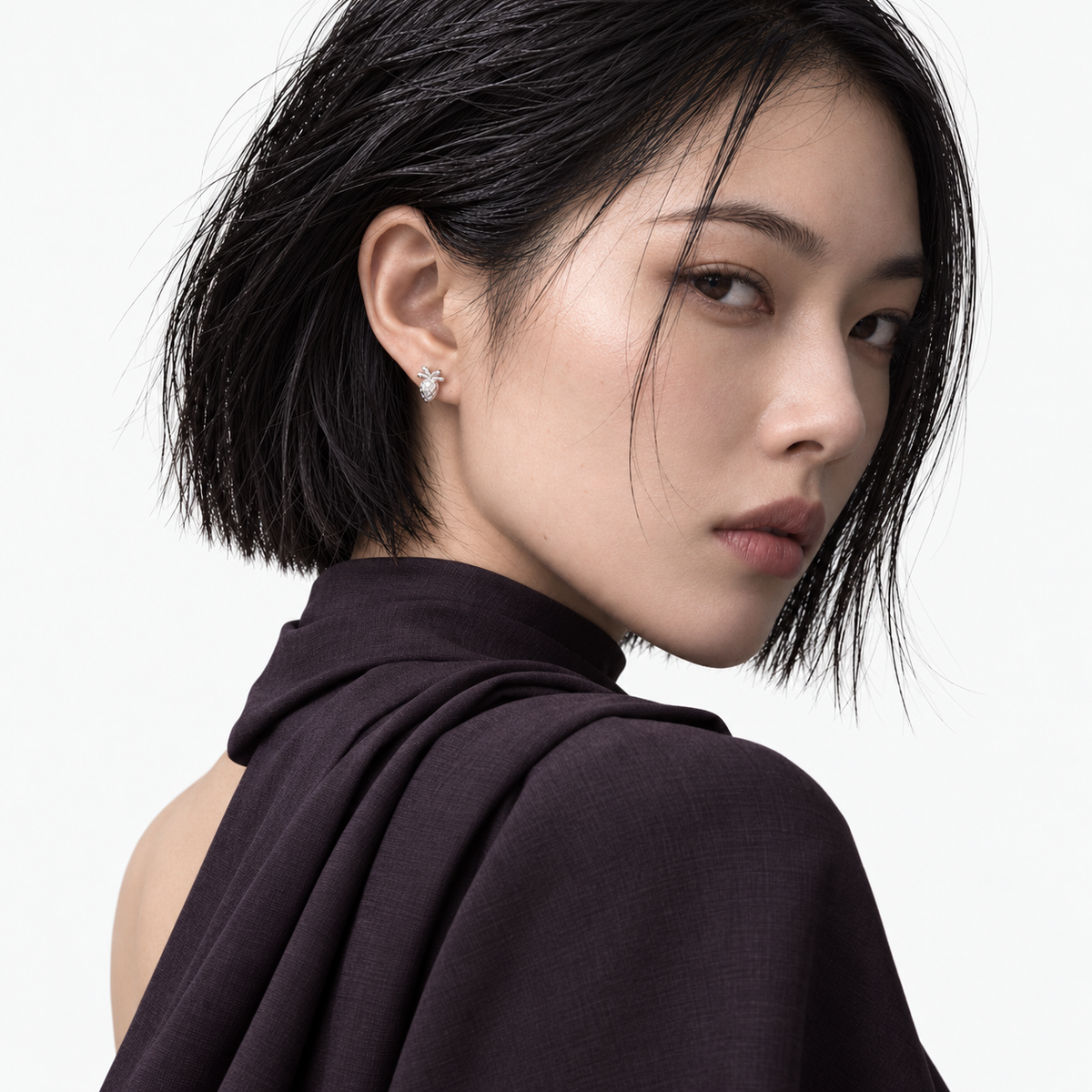 Little Radish Stud Earrings editorial model view 3